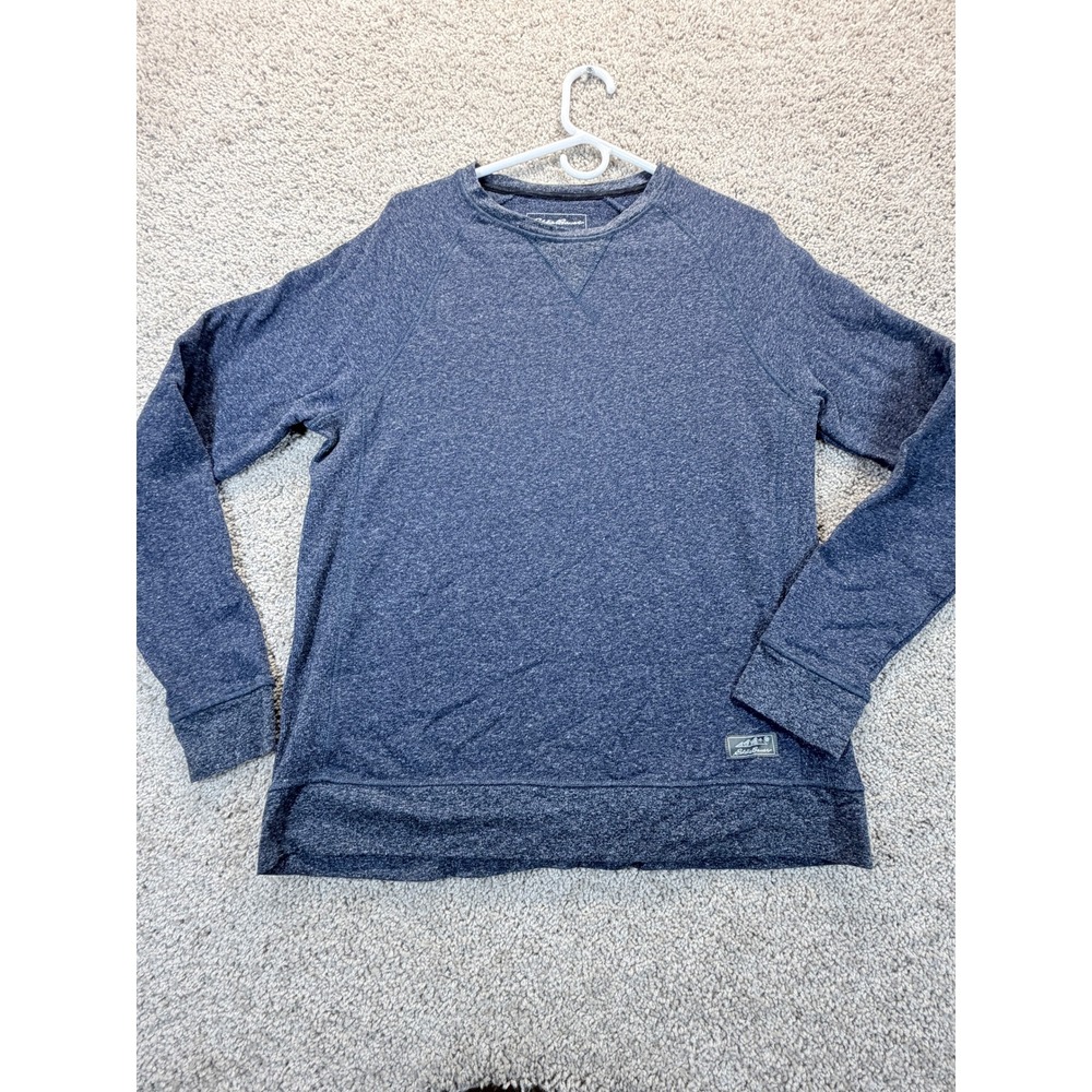 Eddie Bauer‎ Mens Lounge Sweatshirt Large Blue Heather Raglan Crewneck Fleece L - Picture 1 of 7
